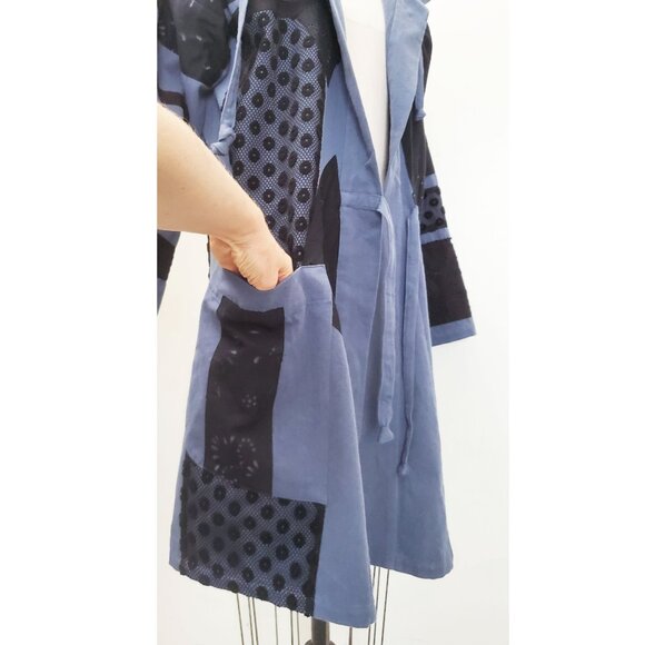 CAROL LEE SHANKS Womens Vintage Handmade Quilted Patchwork Jacket Coat Kimono - Picture 5 of 10